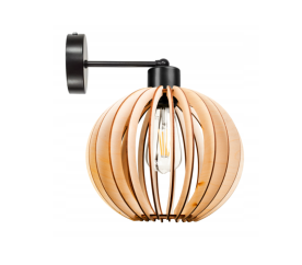 Nástěnná lampa - kinkiet - E27 - dřevěná koule - černá