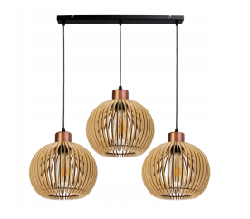 Stropní LED svítidlo LOFT 3xE27 WOOD - měď