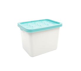 Doloni Úložný box s víkem 37x27x27 Bílý/Tyrkysový