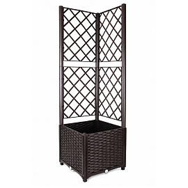 Aga Zahradní truhlík s treláží 40x40x135 cm Tmavě hnědý