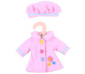Bigjigs Toys Růžový kabátek s knoflíky pro panenku 28 cm