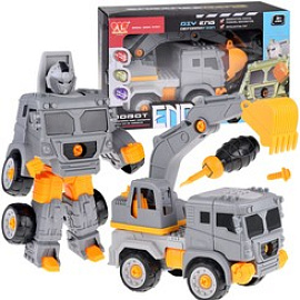 Super stavební vozidlo auto-robot 2v1 bagr ZA4704 A univerzální