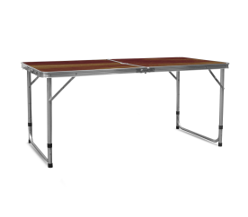 Aga Skládací kempingový stolek 120x60x54/60/70 cm Hnědý 2DAZ144