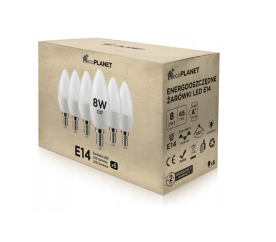 6x LED žárovka E14 svíčka 8W 700lm - studená bílá