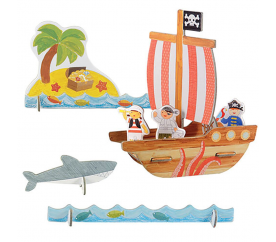 Petit Collage 3D puzzle Piráti s barvami