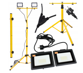 LED reflektor 2x50W studená bílá + kabel + stativ 140 cm