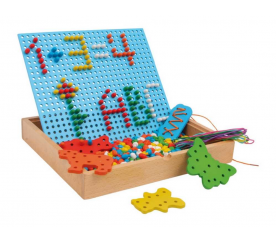 Small Foot Dřevěné kreativní hračky nasouvací a navlékací puzzle