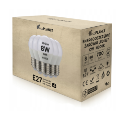 5x LED žárovka E27 - G45 - 8W - 700lm - studená bílá