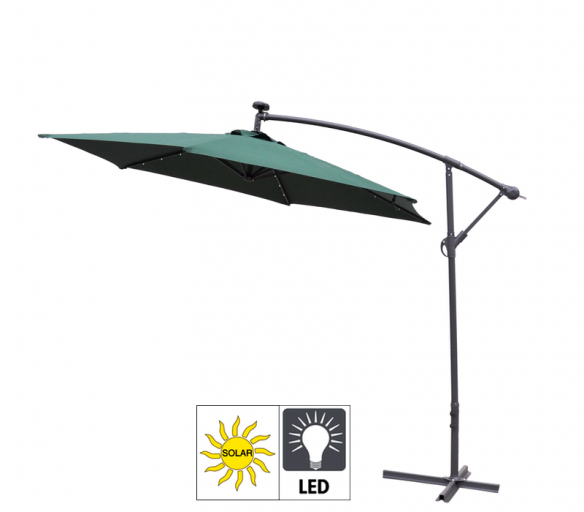 Aga Zahradní slunečník konzolový EXCLUSIV LED 300 cm Dark Green