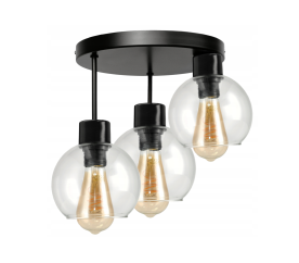 LED stropní závěsné svítidlo 3xE27, průhledná skleněná koule