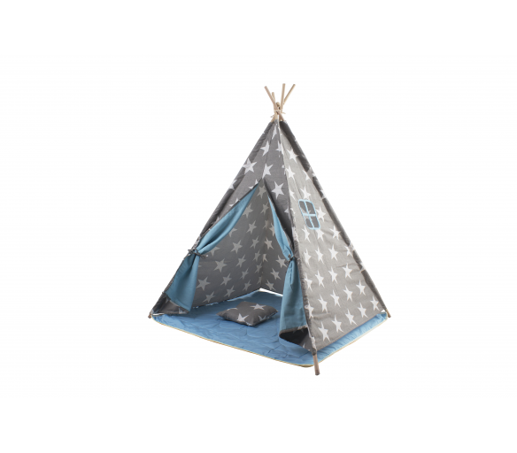 Aga4Kids Dětské Teepee Hvězdy Šedomodré