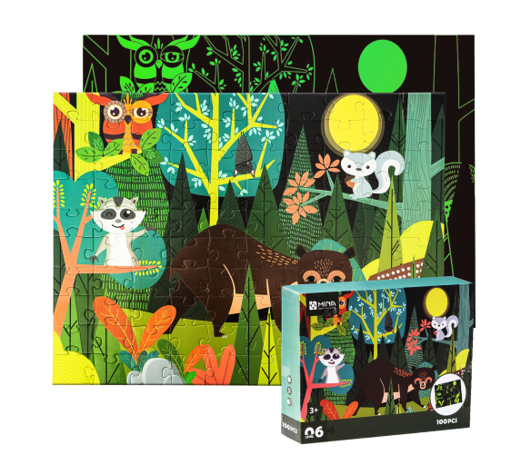 Aga4Kids Dětské svítící puzzle Zvířátka v lese 100 dílků
