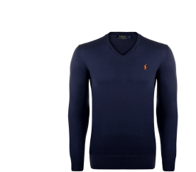 Ralph Lauren Svetr V-NECK SWEATER Hunter Navy Orange