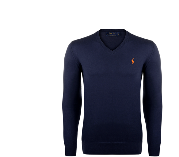 Ralph Lauren Svetr V-NECK SWEATER Hunter Navy Orange